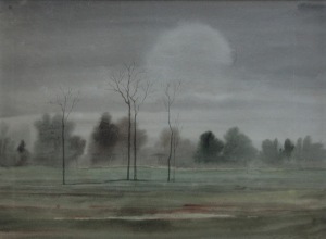 Landschaft mit runder Wolke 33,5 cm x 24 cm